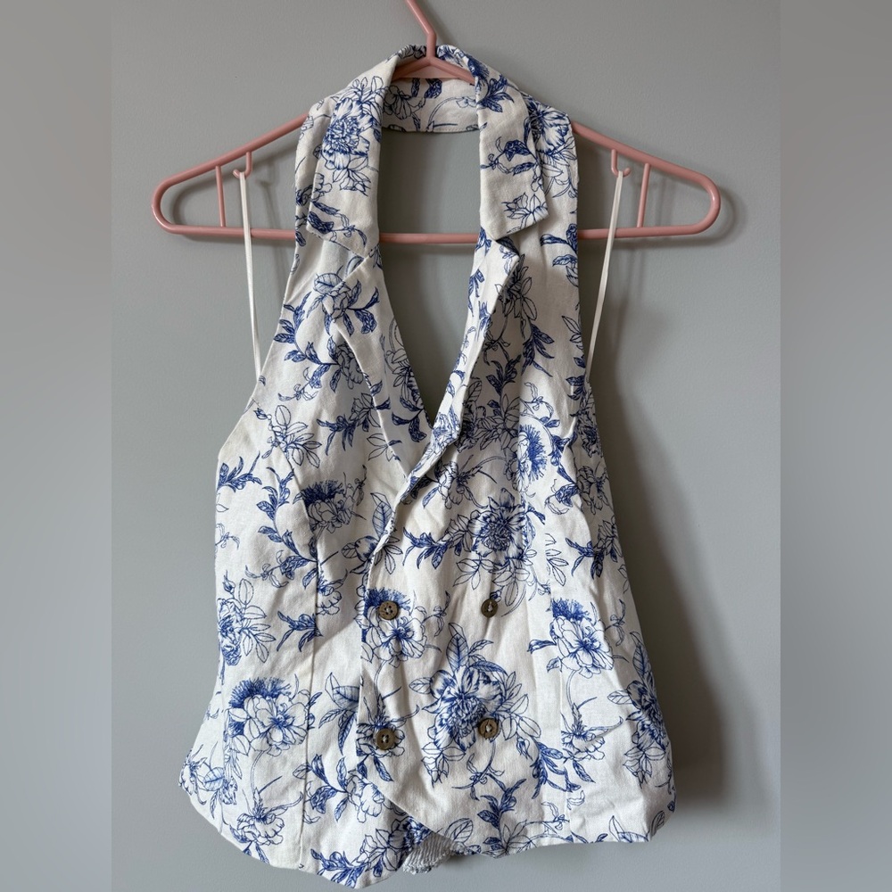 Jason Wu Blue and White Fitted Sleeveless Top